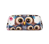 GDSHJKLW Cute Owls Leather Pencil Case Large Capacity Pen Pouch,Zipper Makeup Bag For Women Men Travel Toiletry Bags Waterproof Cosmetic Bag Wide-Open Coin Pouch Purse