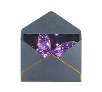 GDSHJKLW Cute Purple Butterfly Greeting Card with Black Envelopes, 4x6 Thinking of You Cards Happy Birthday Wedding Invitation Blank Note Card for All Occasions