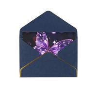 GDSHJKLW Cute Purple Butterfly Greeting Card with Blue Envelopes, 4x6 Thinking of You Cards Happy Birthday Wedding Invitation Blank Note Card for All Occasions