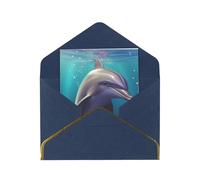 GDSHJKLW Cute sea animal dolphin Greeting Card with Blue Envelopes, 4x6 Thinking of You Cards Happy Birthday Wedding Invitation Blank Note Card for All Occasions