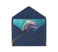 GDSHJKLW Cute sea animal dolphin Greeting Card with Blue Envelopes, 4x6 Thinking of You Cards Happy Birthday Wedding Invitation Blank Note Card for All Occasions