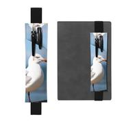 GDSHJKLW Cute Seagull Elastic Band Pen Holder Detachable Pu Leather Pen Sleeve Pouch Journal Pencil Holder Pencil Case Office Supplies Gift For Hardcover Journals Notebooks Planners