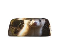 GDSHJKLW Cute Weasel Leather Pencil Case Large Capacity Pen Pouch,Zipper Makeup Bag For Women Men Travel Toiletry Bags Waterproof Cosmetic Bag Wide-Open Coin Pouch Purse