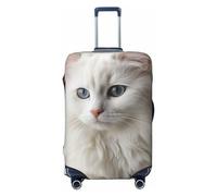 GDSHJKLW Cute White Cat Travel Luggage Cover Suitcase Protector Washable Elastic Suitcase Cover Anti-Scratch Luggage Protector Travel Suitcase Baggage Cover Fits 18-32 Inch Suitcase, Black, M