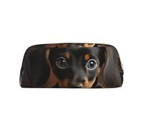 GDSHJKLW Dog Dachshund Leather Pencil Case Large Capacity Pen Pouch,Zipper Makeup Bag For Women Men Travel Toiletry Bags Waterproof Cosmetic Bag Wide-Open Coin Pouch Purse
