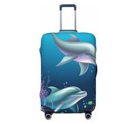 GDSHJKLW Dolphin And Fish Travel Luggage Cover Suitcase Protector Washable Elastic Suitcase Cover Anti-Scratch Luggage Protector Travel Suitcase Baggage Cover Fits 18-32 Inch Suitcase, Black, M