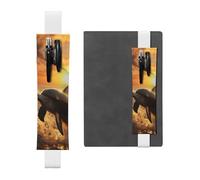 GDSHJKLW Dolphin And Sunset Elastic Band Pen Holder Detachable Pu Leather Pen Sleeve Pouch Journal Pencil Holder Pencil Case Office Supplies Gift For Hardcover Journals Notebooks Planners