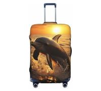 GDSHJKLW Dolphin And Sunset Travel Luggage Cover Suitcase Protector Washable Elastic Suitcase Cover Anti-Scratch Luggage Protector Travel Suitcase Baggage Cover Fits 18-32 Inch Suitcase, Black, L