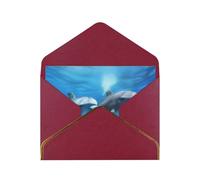 GDSHJKLW Dolphins in the Ocean Greeting Card with Dark Red Envelopes, 4x6 Thinking of You Cards Happy Birthday Wedding Invitation Blank Note Card for All Occasions