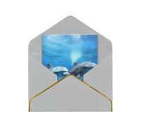 GDSHJKLW Dolphins in the Ocean Greeting Card with Light Grey Envelopes, 4x6 Thinking of You Cards Happy Birthday Wedding Invitation Blank Note Card for All Occasions
