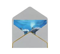 GDSHJKLW Dolphins in the Ocean Greeting Card with Light Grey Envelopes, 4x6 Thinking of You Cards Happy Birthday Wedding Invitation Blank Note Card for All Occasions