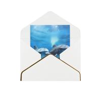 GDSHJKLW Dolphins in the Ocean Greeting Card with White Envelopes, 4x6 Thinking of You Cards Happy Birthday Wedding Invitation Blank Note Card for All Occasions