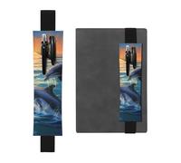 GDSHJKLW Dolphins In The Sea1 Elastic Band Pen Holder Detachable Pu Leather Pen Sleeve Pouch Journal Pencil Holder Pencil Case Office Supplies Gift For Hardcover Journals Notebooks Planners
