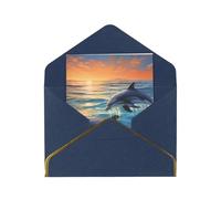 GDSHJKLW dolphins in the sea1 Greeting Card with Blue Envelopes, 4x6 Thinking of You Cards Happy Birthday Wedding Invitation Blank Note Card for All Occasions