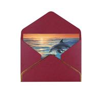 GDSHJKLW dolphins in the sea1 Greeting Card with Dark Red Envelopes, 4x6 Thinking of You Cards Happy Birthday Wedding Invitation Blank Note Card for All Occasions