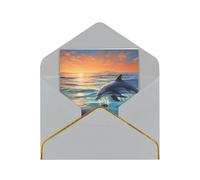 GDSHJKLW dolphins in the sea1 Greeting Card with Light Grey Envelopes, 4x6 Thinking of You Cards Happy Birthday Wedding Invitation Blank Note Card for All Occasions