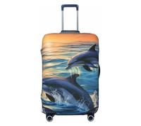 GDSHJKLW Dolphins In The Sea1 Travel Luggage Cover Suitcase Protector Washable Elastic Suitcase Cover Anti-Scratch Luggage Protector Travel Suitcase Baggage Cover Fits 18-32 Inch Suitcase, Black, M