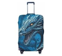 GDSHJKLW Dragon Cool Blue Travel Luggage Cover Suitcase Protector Washable Elastic Suitcase Cover Anti-Scratch Luggage Protector Travel Suitcase Baggage Cover Fits 18-32 Inch Suitcase, Black, S