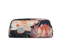GDSHJKLW Dragonfly And Lotus Leather Pencil Case Large Capacity Pen Pouch,Zipper Makeup Bag For Women Men Travel Toiletry Bags Waterproof Cosmetic Bag Wide-Open Coin Pouch Purse