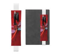 GDSHJKLW Dragonfly On Red Background Elastic Band Pen Holder Detachable Pu Leather Pen Sleeve Pouch Journal Pencil Holder Pencil Case Office Supplies Gift For Hardcover Journals Notebooks Planners