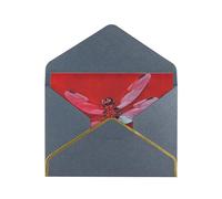 GDSHJKLW Dragonfly on Red Background Greeting Card with Black Envelopes, 4x6 Thinking of You Cards Happy Birthday Wedding Invitation Blank Note Card for All Occasions