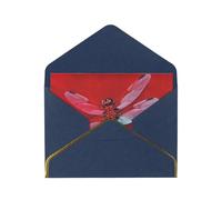 GDSHJKLW Dragonfly on Red Background Greeting Card with Blue Envelopes, 4x6 Thinking of You Cards Happy Birthday Wedding Invitation Blank Note Card for All Occasions
