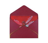 GDSHJKLW Dragonfly on Red Background Greeting Card with Dark Red Envelopes, 4x6 Thinking of You Cards Happy Birthday Wedding Invitation Blank Note Card for All Occasions