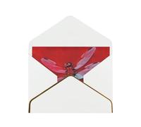 GDSHJKLW Dragonfly on Red Background Greeting Card with White Envelopes, 4x6 Thinking of You Cards Happy Birthday Wedding Invitation Blank Note Card for All Occasions