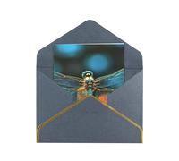 GDSHJKLW Dragonfly On The Flower Greeting Card with Black Envelopes, 4x6 Thinking of You Cards Happy Birthday Wedding Invitation Blank Note Card for All Occasions