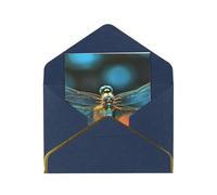 GDSHJKLW Dragonfly On The Flower Greeting Card with Blue Envelopes, 4x6 Thinking of You Cards Happy Birthday Wedding Invitation Blank Note Card for All Occasions
