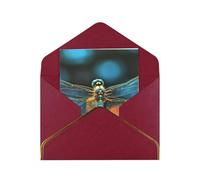 GDSHJKLW Dragonfly On The Flower Greeting Card with Dark Red Envelopes, 4x6 Thinking of You Cards Happy Birthday Wedding Invitation Blank Note Card for All Occasions