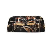 GDSHJKLW Drum Set Leather Pencil Case Large Capacity Pen Pouch,Zipper Makeup Bag For Women Men Travel Toiletry Bags Waterproof Cosmetic Bag Wide-Open Coin Pouch Purse