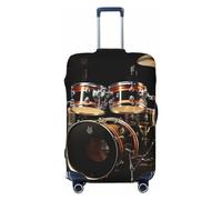 GDSHJKLW Drum Set Travel Luggage Cover Suitcase Protector Washable Elastic Suitcase Cover Anti-Scratch Luggage Protector Travel Suitcase Baggage Cover Fits 18-32 Inch Suitcase, Black, XL