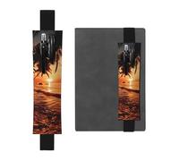 GDSHJKLW Dusk Tropical Beach Palm Elastic Band Pen Holder Detachable Pu Leather Pen Sleeve Pouch Journal Pencil Holder Pencil Case Office Supplies Gift For Hardcover Journals Notebooks Planners
