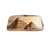 GDSHJKLW Egyptian Pyramid In Desert Leather Pencil Case Large Capacity Pen Pouch,Zipper Makeup Bag For Women Men Travel Toiletry Bags Waterproof Cosmetic Bag Wide-Open Coin Pouch Purse