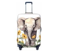 GDSHJKLW Elephant And Sunflower(1) Travel Luggage Cover Suitcase Protector Washable Elastic Suitcase Cover Anti-Scratch Luggage Protector Travel Suitcase Baggage Cover Fits 18-32 Inch Suitcase, Black