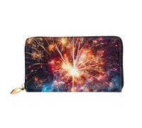 GDSHJKLW Explosion Firework Women Wallets Leather Zip Around Clutch Purses Waterproof Credit Card Holder With Phone Holder Ladies Travel Coin Purse