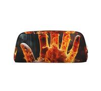 GDSHJKLW Fire Flame Hand Leather Pencil Case Large Capacity Pen Pouch,Zipper Makeup Bag For Women Men Travel Toiletry Bags Waterproof Cosmetic Bag Wide-Open Coin Pouch Purse