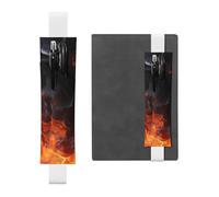 GDSHJKLW Fire Flame Smoke Elastic Band Pen Holder Detachable Pu Leather Pen Sleeve Pouch Journal Pencil Holder Pencil Case Office Supplies Gift For Hardcover Journals Notebooks Planners