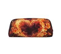 GDSHJKLW Fire Flowers And Heart Leather Pencil Case Large Capacity Pen Pouch,Zipper Makeup Bag For Women Men Travel Toiletry Bags Waterproof Cosmetic Bag Wide-Open Coin Pouch Purse