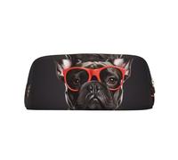 GDSHJKLW French Bulldog Leather Pencil Case Large Capacity Pen Pouch,Zipper Makeup Bag For Women Men Travel Toiletry Bags Waterproof Cosmetic Bag Wide-Open Coin Pouch Purse