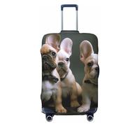 GDSHJKLW French Bulldog Puppies Travel Luggage Cover Suitcase Protector Washable Elastic Suitcase Cover Anti-Scratch Luggage Protector Travel Suitcase Baggage Cover Fits 18-32 Inch Suitcase, Black, S
