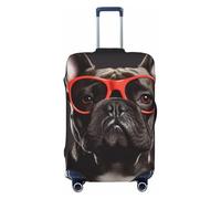 GDSHJKLW French Bulldog Travel Luggage Cover Suitcase Protector Washable Elastic Suitcase Cover Anti-Scratch Luggage Protector Travel Suitcase Baggage Cover Fits 18-32 Inch Suitcase, Black, S