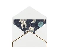 GDSHJKLW Fun cat Astronaut Greeting Card with White Envelopes, 4x6 Thinking of You Cards Happy Birthday Wedding Invitation Blank Note Card for All Occasions