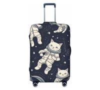 GDSHJKLW Fun Cat Astronaut Travel Luggage Cover Suitcase Protector Washable Elastic Suitcase Cover Anti-Scratch Luggage Protector Travel Suitcase Baggage Cover Fits 18-32 Inch Suitcase, Black, XL