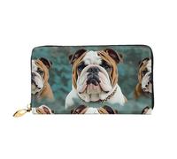 GDSHJKLW Funny English Bulldog Women Wallets Leather Zip Around Clutch Purses Waterproof Credit Card Holder With Phone Holder Ladies Travel Coin Purse