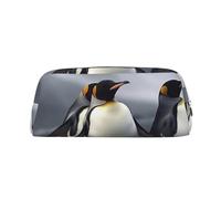 GDSHJKLW Funny Penguins Leather Pencil Case Large Capacity Pen Pouch,Zipper Makeup Bag For Women Men Travel Toiletry Bags Waterproof Cosmetic Bag Wide-Open Coin Pouch Purse