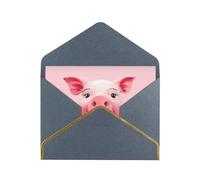 GDSHJKLW Funny Pink Pig Face Greeting Card with Black Envelopes, 4x6 Thinking of You Cards Happy Birthday Wedding Invitation Blank Note Card for All Occasions