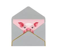 GDSHJKLW Funny Pink Pig Face Greeting Card with Light Grey Envelopes, 4x6 Thinking of You Cards Happy Birthday Wedding Invitation Blank Note Card for All Occasions