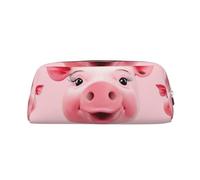 GDSHJKLW Funny Pink Pig Face Leather Pencil Case Large Capacity Pen Pouch,Zipper Makeup Bag For Women Men Travel Toiletry Bags Waterproof Cosmetic Bag Wide-Open Coin Pouch Purse